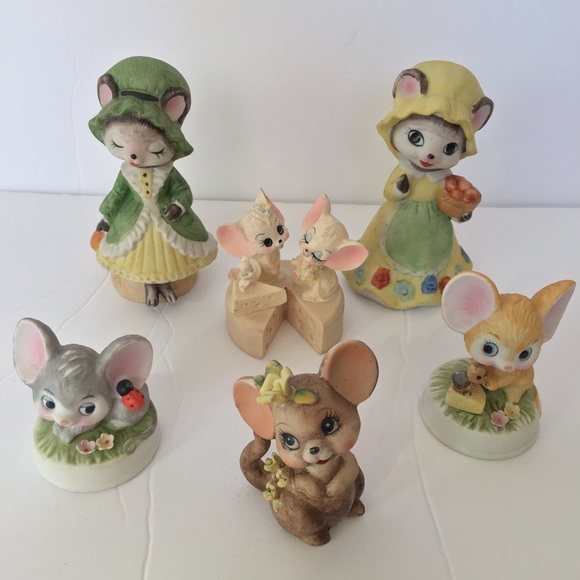 Vintage Porcelain Set of 6 Mouse Figurines - Picture 9 of 9